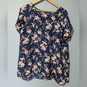 Counterparts Women's XL Floral Navy Women's Blouse‎